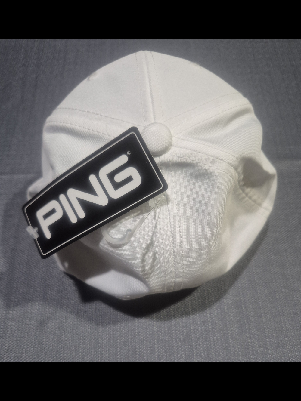 Ping White Snapback Hat with American Flag Patch - Picture 2 of 4
